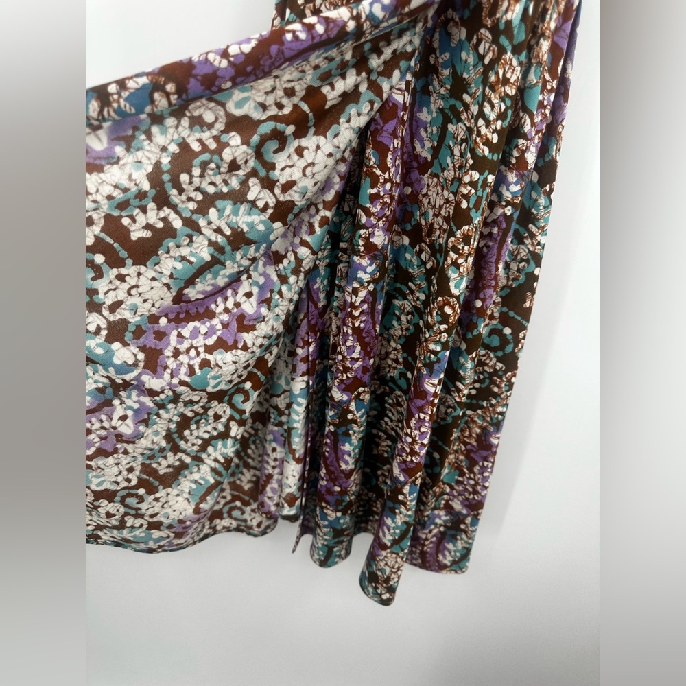 Nieves Lavi 100% Silk Multicolor Floral Midi Dress Sleeveless Womens 4 | A437 - Picture 6 of 12